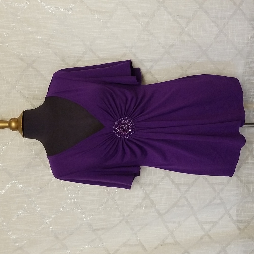 Eci New York Top Blouse Womens Size Large Purple Embellished